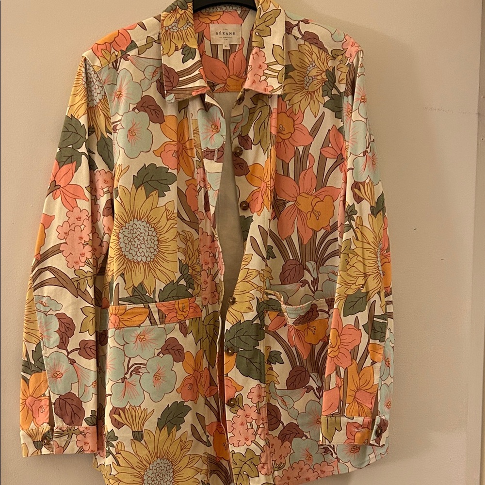 Sezane floral denim button up Shirt/Jacket